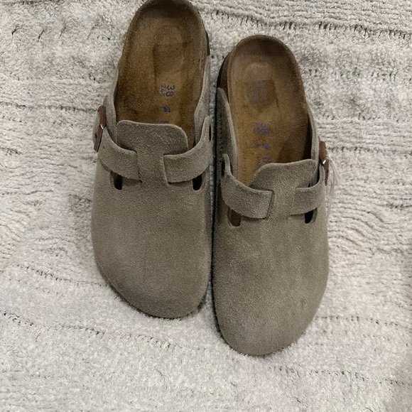 Birkenstock Shoes - Birkenstock Beige Suede Clogs